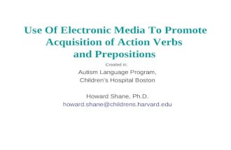 Created in: Autism Language Program, Childrens Hospital Boston Howard Shane, Ph.D. howard.shane@childrens.harvard.edu Use Of Electronic Media To Promote.