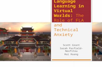 Language Learning in Virtual Worlds: The Role of FLA and Technical Anxiety Scott Grant Sarah Pasfield-Neofitou Hui Huang.