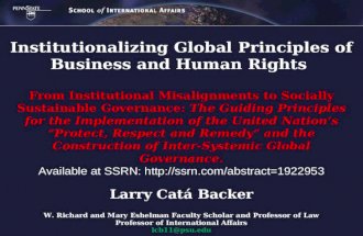 Institutionalizing Global Principles of Business and Human Rights From Institutional Misalignments to Socially Sustainable Governance: The Guiding Principles.