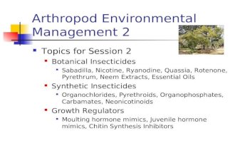 Arthropod Environmental Management 2 Topics for Session 2 Botanical Insecticides Sabadilla, Nicotine, Ryanodine, Quassia, Rotenone, Pyrethrum, Neem Extracts,