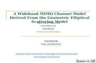 Submitted By Riaz (82081029) A Wideband MIMO Channel Model Derived From the Geometric Elliptical Scattering Model Space Signal Processing Home Work # 04.