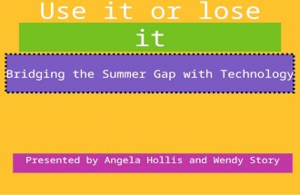 Use it or lose it Presented by Angela Hollis and Wendy Story Bridging the Summer Gap with Technology.