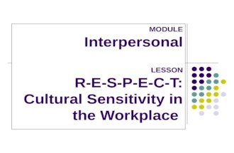 MODULE Interpersonal LESSON R-E-S-P-E-C-T: Cultural Sensitivity in the Workplace.