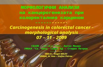 МОРФОЛОГИЧНИ АНАЛИЗИ на канцерогенезата при колоректалния карцином ------------ Carcinogenesis in colorectal cancer - morphological