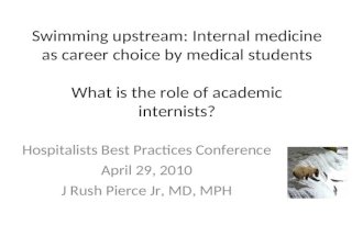 Swimming upstream: Internal medicine as career choice by medical students What is the role of academic internists? Hospitalists Best Practices Conference.