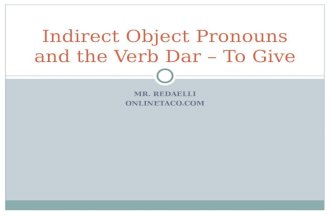 MR. REDAELLI ONLINETACO.COM Indirect Object Pronouns and the Verb Dar – To Give.