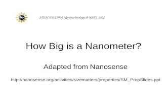How Big is a Nanometer? Adapted from Nanosense  STEM ED/CHM Nanotechnology @ NSTA.