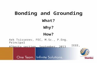Bonding and Grounding What? Why? How? Ark Tsisserev, FEC, M.Sc., P.Eng. Principal IEEE, Alberta section, September, 2013.