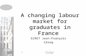 OCDE Meeting 12/02/2007 1 A changing labour market for graduates in France GIRET Jean-François Céreq.