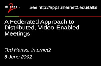 A Federated Approach to Distributed, Video-Enabled Meetings Ted Hanss, Internet2 5 June 2002 See .