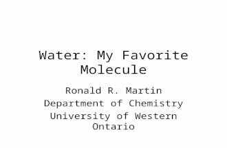 Water: My Favorite Molecule Ronald R. Martin Department of Chemistry University of Western Ontario.