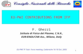 EU-PWI TF Task Force meeting, Cadarache 16-18 Oct. 2005 1 EU-PWI CONTRIBUTIONS FROM IFP F. Ghezzi Istituto di Fisica del Plasma, C.N.R., EUR/ENEA/CNR Ass.,