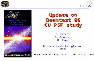 Update on Beamtest 06 CU PSF study C. Cecchi S. Germani M. Pepe Università di Perugia and INFN Gamma-ray Large Area Space Telescope Beam Test Worksop III.