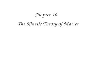 Chapter 10 The Kinetic Theory of Matter. 10.1 Physical Behavior of Matter States of Matter – solid – liquid – gas.