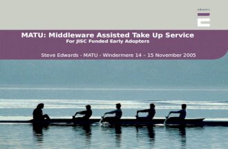 MATU: Middleware Assisted Take Up Service For JISC Funded Early Adopters Steve Edwards - MATU - Windermere 14 – 15 November 2005.