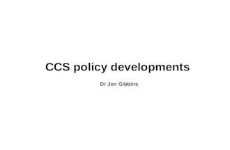 CCS policy developments Dr Jon Gibbins. STERN REVIEW: The Economics of Climate Change.