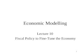 1 Economic Modelling Lecture 10 Fiscal Policy to Fine-Tune the Economy.