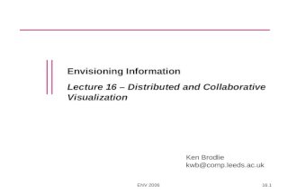 ENV 200616.1 Envisioning Information Lecture 16 – Distributed and Collaborative Visualization Ken Brodlie kwb@comp.leeds.ac.uk.