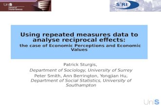Using repeated measures data to analyse reciprocal effects: the case of Economic Perceptions and Economic Values Patrick Sturgis, Department of Sociology,