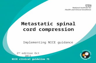 Metastatic spinal cord compression Implementing NICE guidance 2 nd edition Oct 2011 NICE clinical guideline 75.
