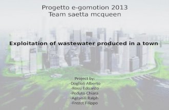 Exploitation of wastewater produced in a town Project by: -Doglioli Alberto -Rossi Edoardo -Peduto Chiara -Agcaoili Ralph -Frezet Filippo Progetto e-gomotion.
