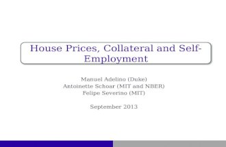 Manuel Adelino (Duke) Antoinette Schoar (MIT and NBER) Felipe Severino (MIT) September 2013 House Prices, Collateral and Self-Employment.