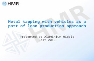 Metal tapping with vehicles as a part of lean production approach Presented at Aluminium Middle East 2013.