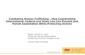 Susana Medina de Rizzo Combating Human Trafficking – How Coordinating International, Federal and State Law Can Prevent and Punish Exploitation While Protecting.