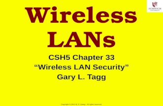 1 Copyright © 2011 M. E. Kabay. All rights reserved. Wireless LANs CSH5 Chapter 33 Wireless LAN Security Gary L. Tagg.