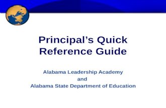 Principals Quick Reference Guide Alabama Leadership Academy and Alabama State Department of Education.