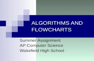 ALGORITHMS AND FLOWCHARTS Summer Assignment AP Computer Science Wakefield High School.