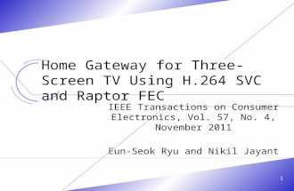 Home Gateway for Three-Screen TV Using H.264 SVC and Raptor FEC IEEE Transactions on Consumer Electronics, Vol. 57, No. 4, November 2011 Eun-Seok Ryu and.