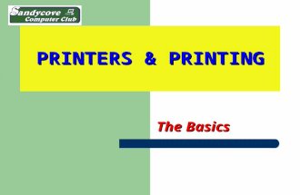 PRINTERS & PRINTING The Basics. FIRST THOUGHTS Because of the different makes & models available, we will need to talk in generalities to a large degree.