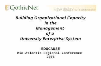 Building Organizational Capacity in the Management of a University Enterprise System EDUCAUSE Mid Atlantic Regional Conference 2006.