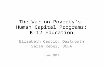 The War on Povertys Human Capital Programs: K-12 Education Elizabeth Cascio, Dartmouth Sarah Reber, UCLA June 2012.
