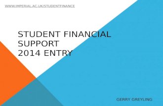 STUDENT FINANCIAL SUPPORT 2014 ENTRY  GERRY GREYLING.