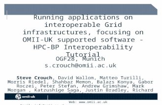 Web:  Email: info@omii.ac.uk Running applications on interoperable Grid infrastructures, focusing on OMII-UK supported software - HPC-BP.