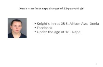 Xenia man faces rape charges of 12- year-old girl 1 Knight’s Inn at 38 S. Allison Ave. Xenia Facebook Under the age of 13 - Rape.