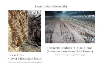 Loess (wind-blown silt) Loess Hills (lower Mississippi basin)  Terracotta soldiers of Xian, China (buried.