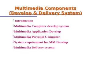 Multimedia Components (Develop & Delivery System)  Introduction  Multimedia Computer develop system  Multimedia Application Develop  Multimedia Personal.