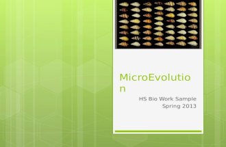 MicroEvolution HS Bio Work Sample Spring 2013. Learning Target I can explain the sources and significance of genetic variation. 1. I can explain the sources.