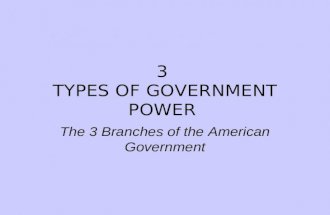 3 TYPES OF GOVERNMENT POWER The 3 Branches of the American Government.
