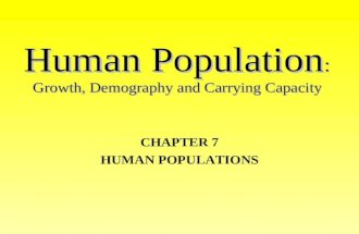 Human Population : Growth, Demography and Carrying Capacity CHAPTER 7 HUMAN POPULATIONS.