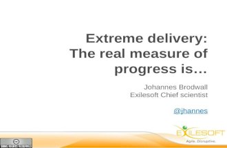Extreme delivery: The real measure of progress is… Johannes Brodwall Exilesoft Chief scientist @jhannes.