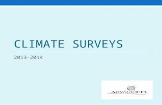CLIMATE SURVEYS 2013-2014. Survey Window The SAC Climate Survey window will be Feb. 24-April 4 The Title I Parent Survey will be conducted April-May These.