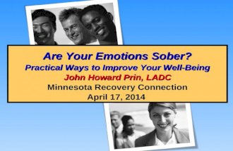 Are Your Emotions Sober? Are Your Emotions Sober? Practical Ways to Improve Your Well-Being John Howard Prin, LADC Practical Ways to Improve Your Well-Being.