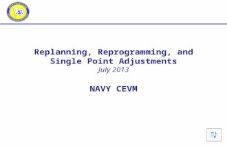 Replanning, Reprogramming, and Single Point Adjustments July 2013 NAVY CEVM.