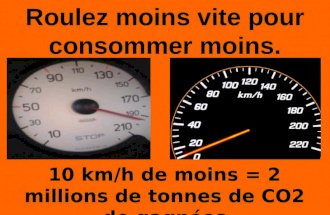 10 km/h de moins = 2 millions de tonnes de CO2 de gagnées Roulez moins vite pour consommer moins.