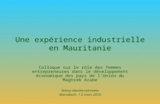 Une expérience industrielle en Mauritanie Colloque sur le rôle des femmes entrepreneures dans le développement économique des pays de lUnion du Maghreb.