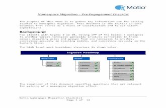 Motio Namespace Migration Checklist